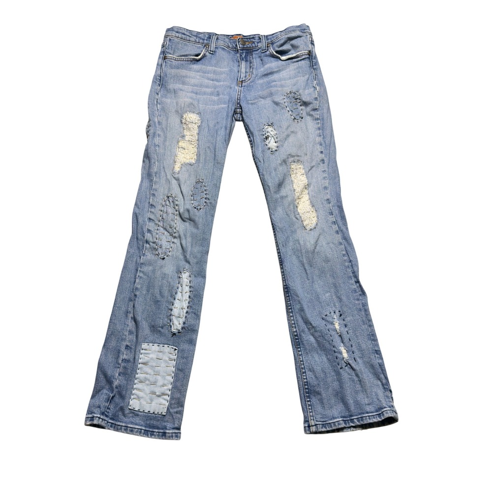Vigoss Light Wash Distressed Patch Jeans